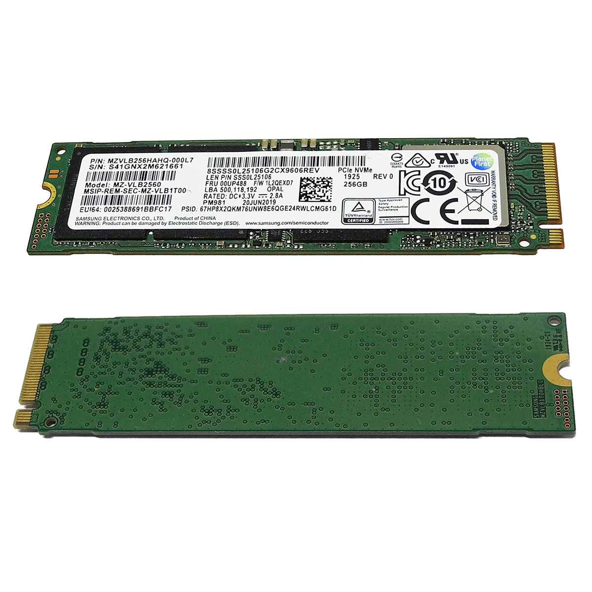 Lenovo 00UP488 Samsung PM981 MZ-VLB2560 SSD 256GB M.2 2280 PCIe Gen3.0 x4 NVMe