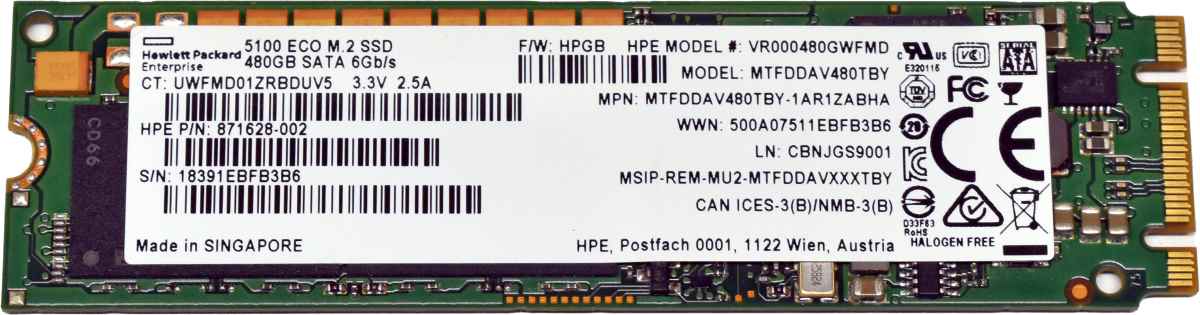 HP 5100 ECO MTFDDAV480TBY Solid State Drive (SSD) 480 GB M.2 SATA 871628-002 HP 5100 ECO MTFDDAV480TBY Solid State Drive (SSD) 480 GB M.2 SATA 871628-002