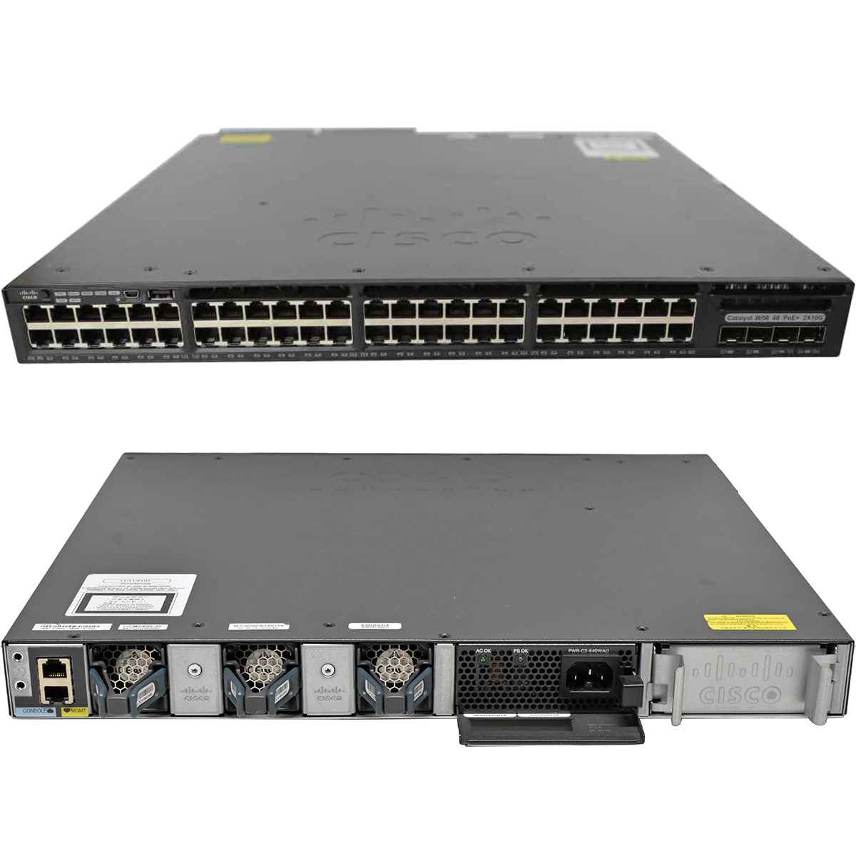 Cisco Catalyst WS-C3650-48PD 48-Port RJ-45 PoE+ GE Switch 2x 1G SFP 2x 10G SFP+ 1x PSU Cisco Catalyst WS-C3650-48PD 48-Port RJ-45 PoE+ GE Switch 2x 1G SFP 2x 10G SFP+ 1x PSU
