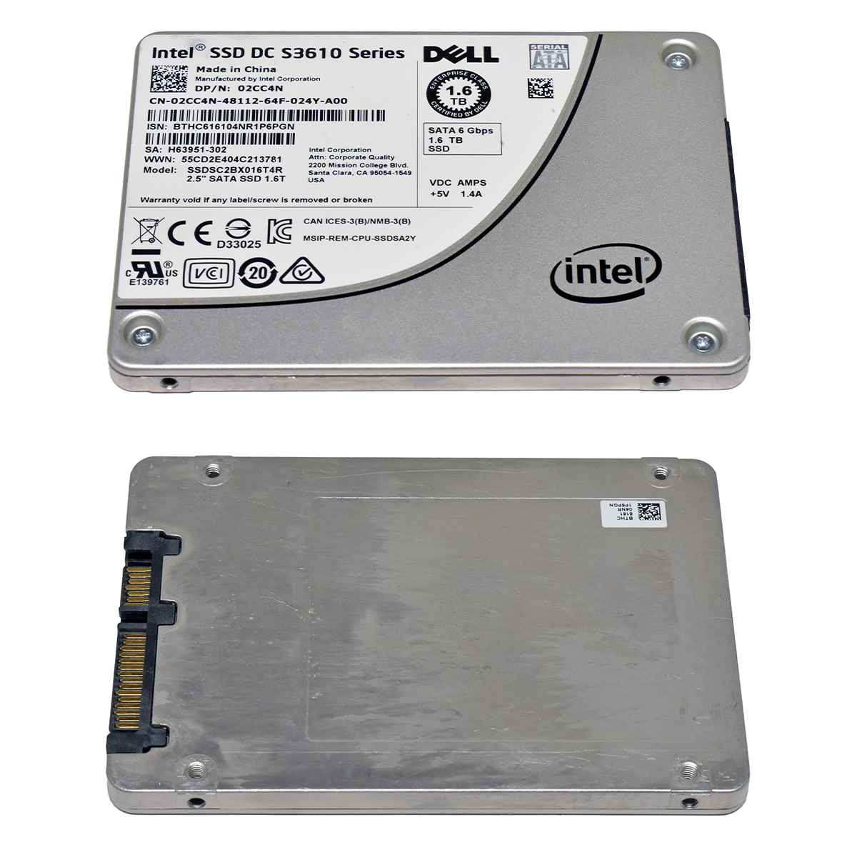 Intel DC S3610 Series 1.6 TB 2.5 Zoll SATA SSD 02CC4N SSDSC2BX16T4R Intel DC S3610 Series 1.6 TB 2.5 Zoll SATA SSD 02CC4N SSDSC2BX16T4R