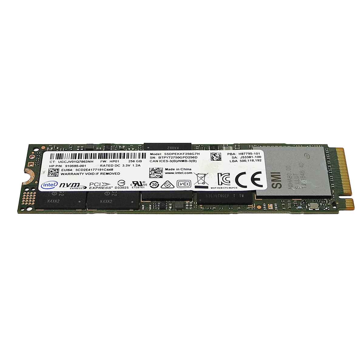 HP 910595-001 Intel SSDPEKKF256G7H SSD 256GB M.2 2280 PCIe Gen3.0 x4 NVMe