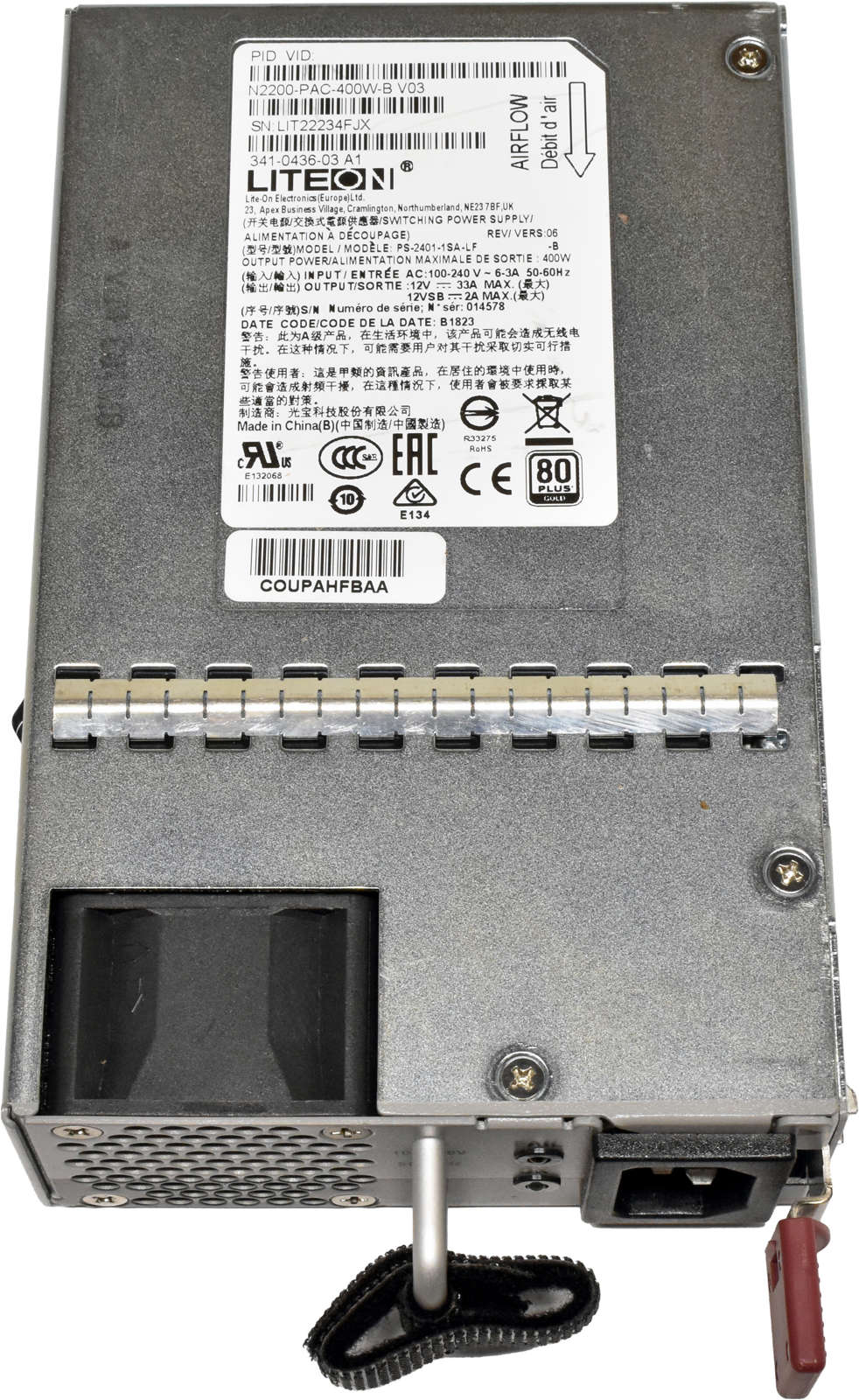 Cisco LiteOn N2200-PAC-400W-B PSU 341-0436-02/03 for Nexus 2224TP 2248TP