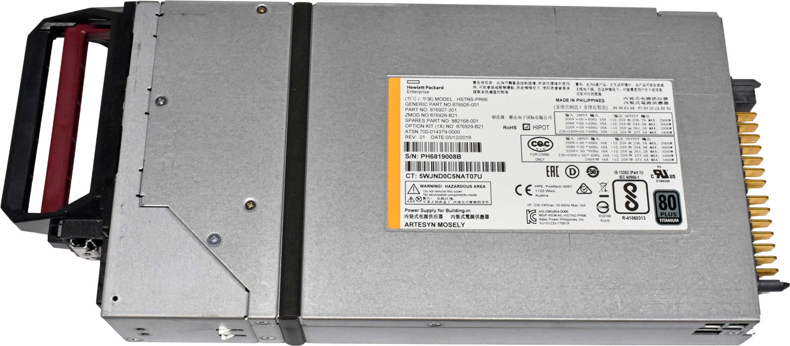 HP-Artesyn-HSTNS-PR66-882168-001-3400W-80-Titanium-004.jpg HP Artesyn HSTNS-PR66 882168-001 3400W 80+Titanium Power Supply for Synergy 12000
