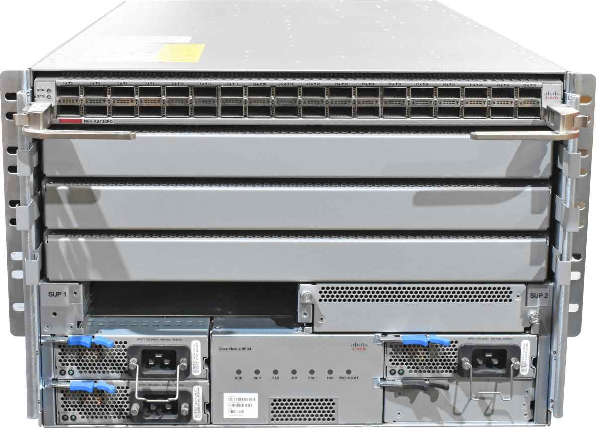 Cisco Nexus 9504 N9K-C9504 +Module N9K-X9736PQ 2x Module N9K-SC-A 3x PSU 3x FAN Cisco Nexus 9504 N9K-C9504 +Module N9K-X9736PQ 2x Module N9K-SC-A 3x PSU 3x FAN