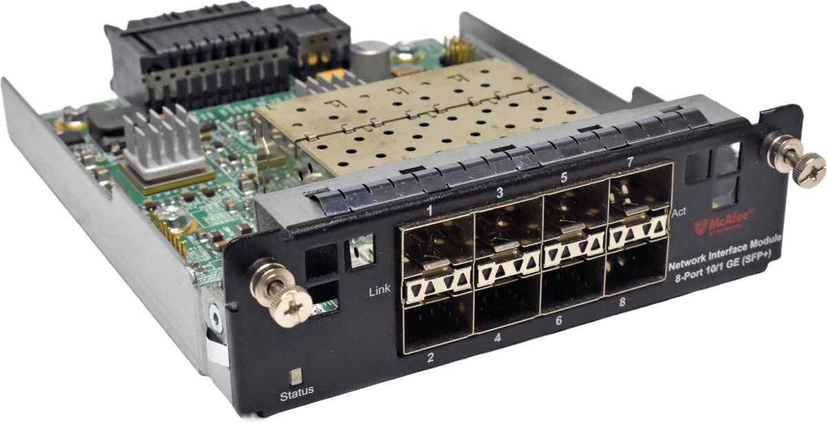McAfee IAC-8P10NET-MOD 610-2050-00 8-Port 1/10GE SFP+ Interface Module for NS9100 NS9200 NS9300 McAfee IAC-8P10NET-MOD 610-2050-00 8-Port 1/10GE SFP+ Interface Module for NS9100 NS9200 NS9300