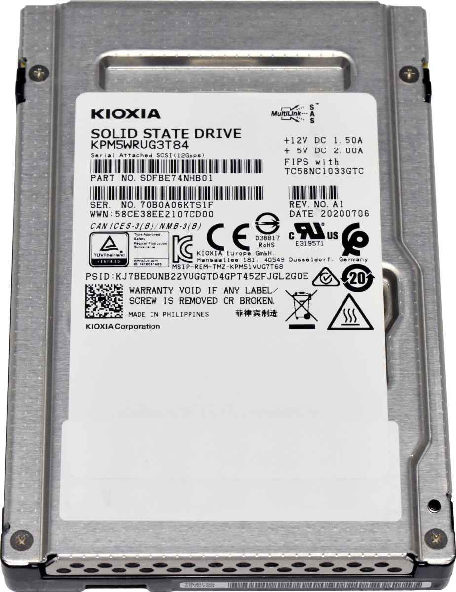 Kioxia 3.84TB KPM5WRUG3T84 SDFBE74NHB01 2.5" 12G SAS SSD