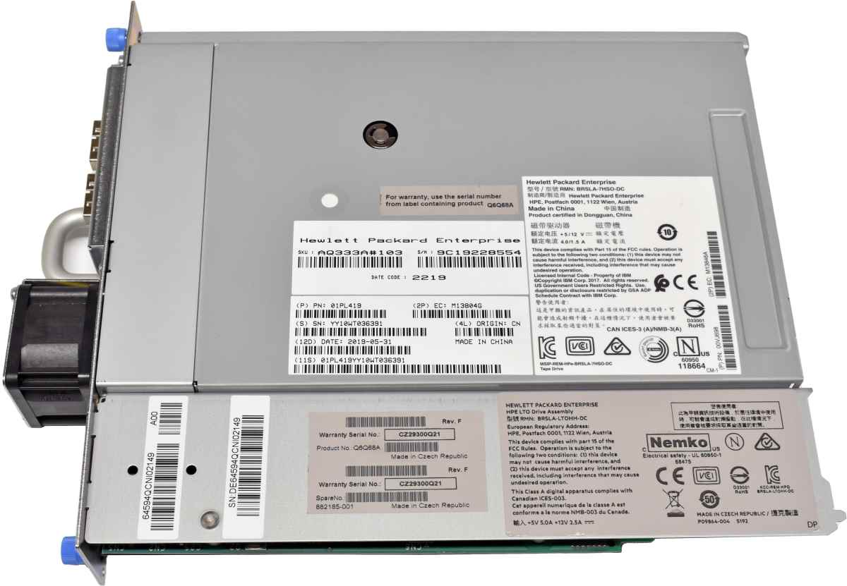HP StoreEver MSL 30750 LTO-8 Ultrium Tape Drive Q6Q68A 882185-001 2x SAS 6G