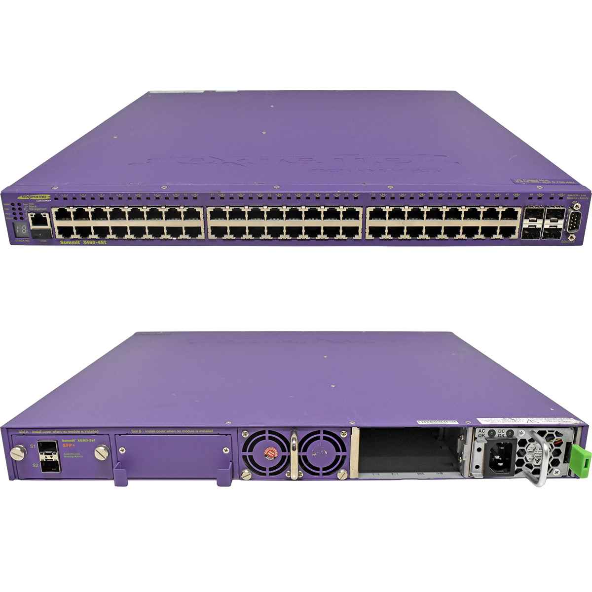 Extreme Summit X460-48t 16402 48-Port RJ-45 GE Switch 4x 1G SFP +Network Module 1x PSU