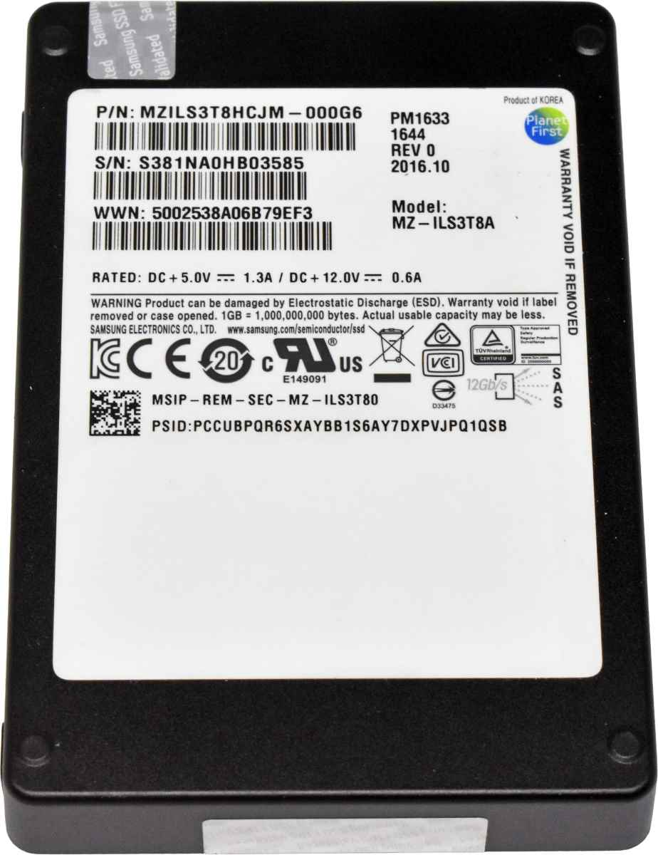 Samsung 3.84TB PM1633 MZ-ILS3T8A 2.5" 12G SAS SSD