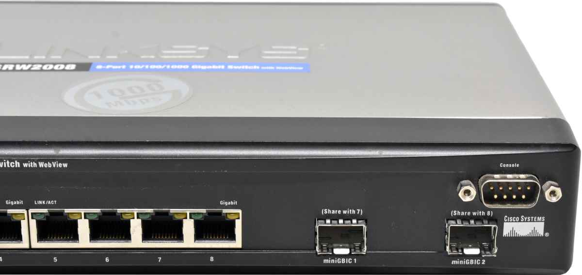 Linksys SRW2008 8-Port RJ-45 GE Switch 2x 1G SFP Combo +PSU Linksys SRW2008 8-Port RJ-45 GE Switch 2x 1G SFP Combo +PSU