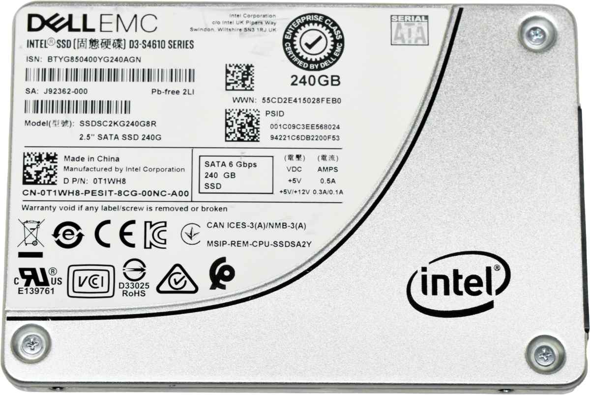 Dell EMC Intel SSD D3-S4610 Series 240GB 2.5 Zoll 6G SATA SSDSC2KG240G8R 0T1WH8
