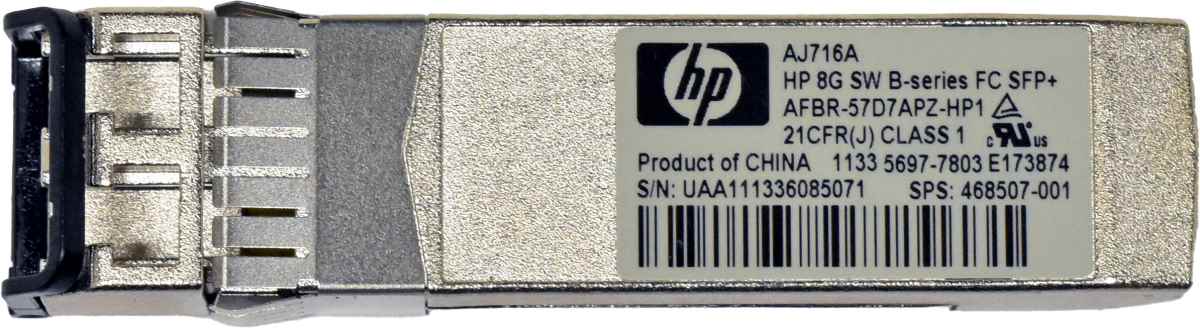 HP AJ716A FC SFP+ 8Gb/s SW 850 nm Transceivers Module 468507-001 HP AJ716A FC SFP+ 8Gb/s SW 850 nm Transceivers Module 468507-001