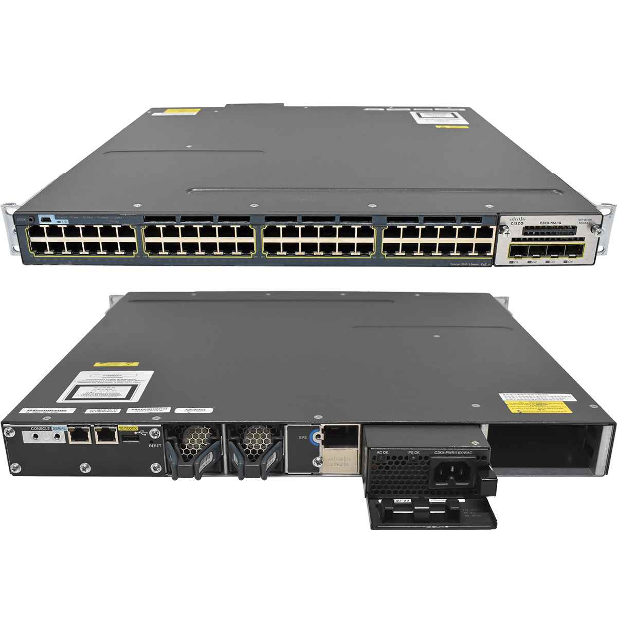 Cisco Catalyst WS-C3560X-48PF-S 48-Port RJ-45 PoE+ GE Switch +C3KX-NM-1G 1x PSU Cisco Catalyst WS-C3560X-48PF-S 48-Port RJ-45 PoE+ GE Switch +C3KX-NM-1G 1x PSU