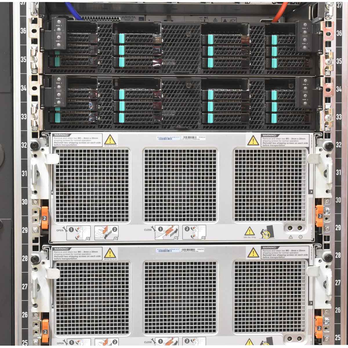 Dell EMC ECS Server Schrank 47U 2x 7050SX-64 + 7040T-48 + 8x VRA60 + 2x 4Node 12x Liebert Emerson MPX BRM-ER PDU
