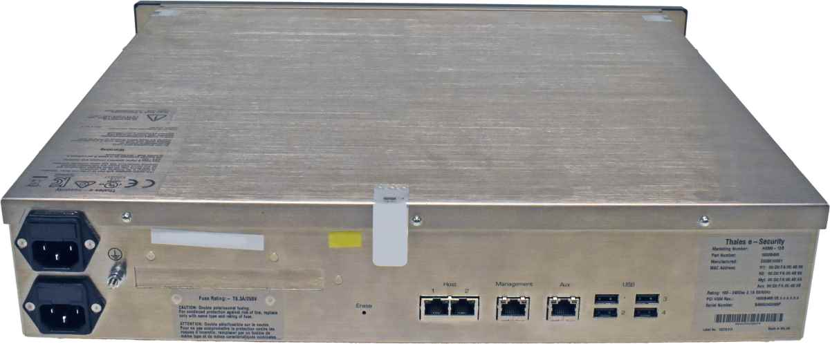Thales Hardware Security Module HSM9-12S Payshield 1600B44.06 1U Rack