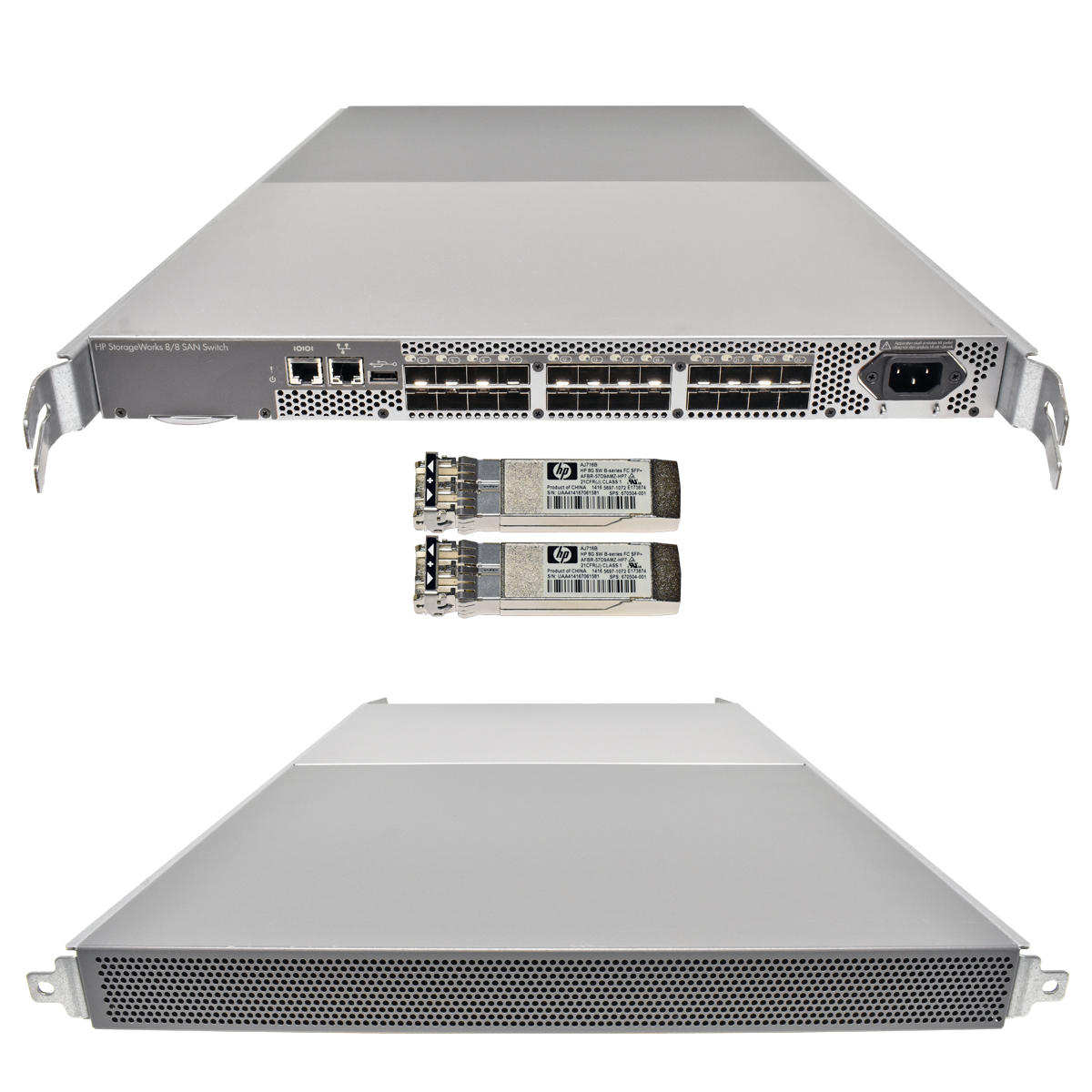 HP StorageWorks 8/8 SAN Switch HSTNM-N019 AM867A 8 aktive Ports + Plenum Modul + 2 mini GBICs HP StorageWorks 8/8 SAN Switch HSTNM-N019 AM867A 8 aktive Ports + Plenum Modul + 2 mini GBICs