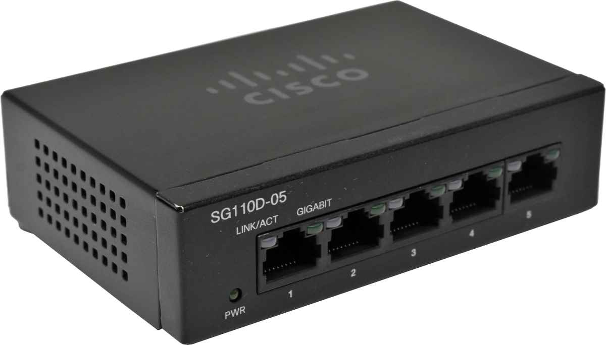Cisco SG110D-05 5-Port RJ-45 GE unmanaged Desktop Switch + AC Adapter