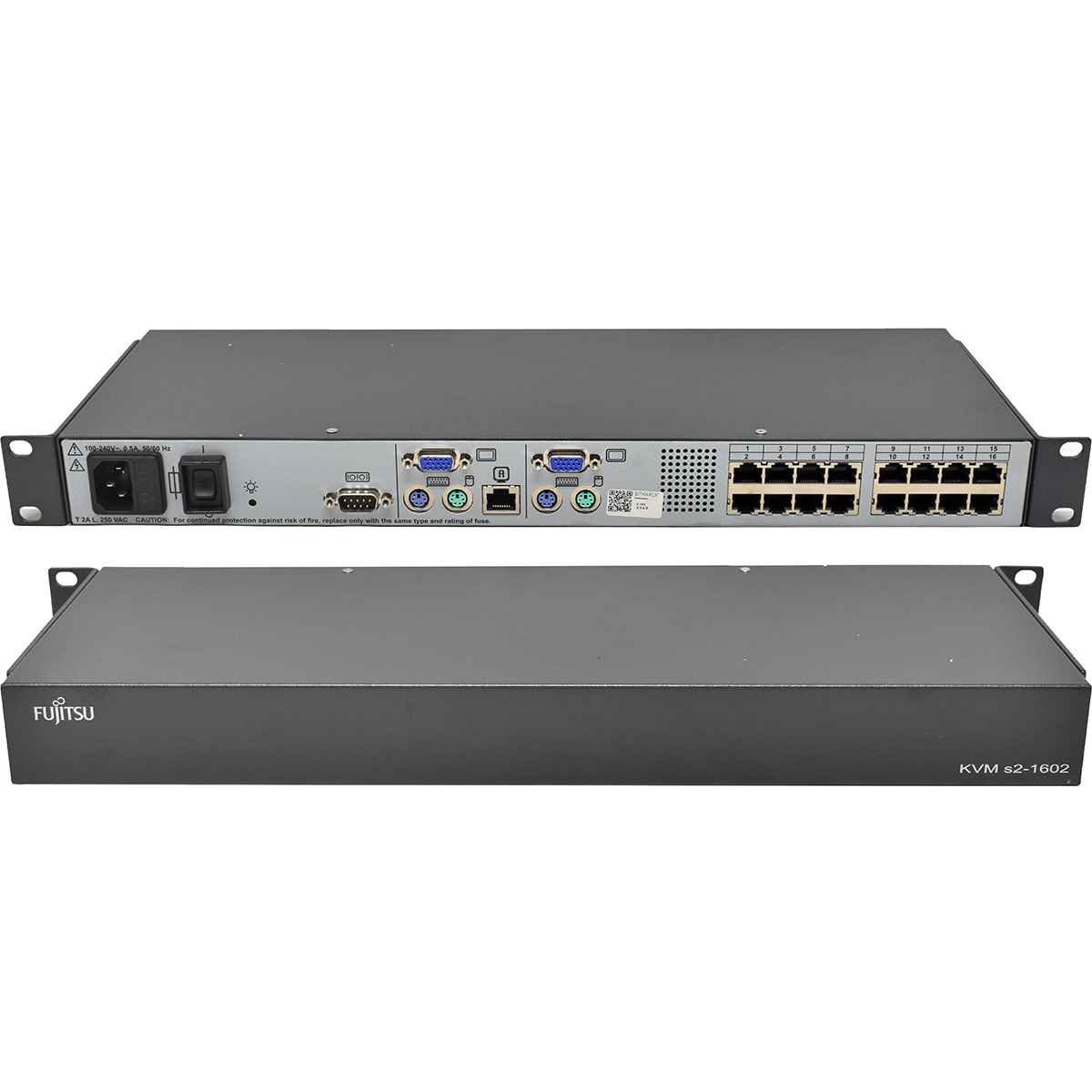 Fujitsu s2-1602 520-325-510 16-Port RJ-45 KVM Switch +Rack Ears