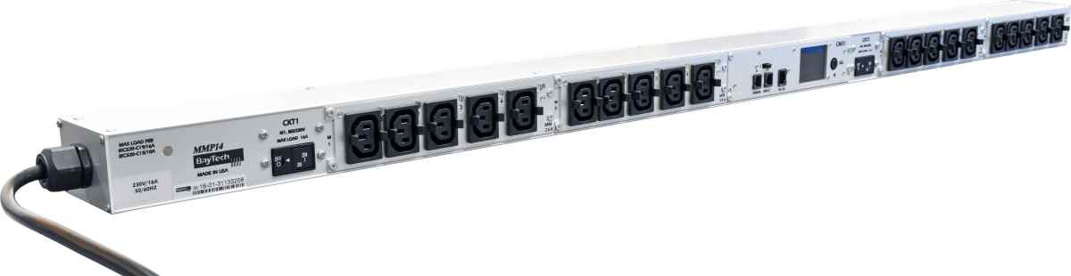 BayTech MMP14 Rack PDU Metered Single-Phase Null HE 16A 230V 20x C13 integrated locking clips