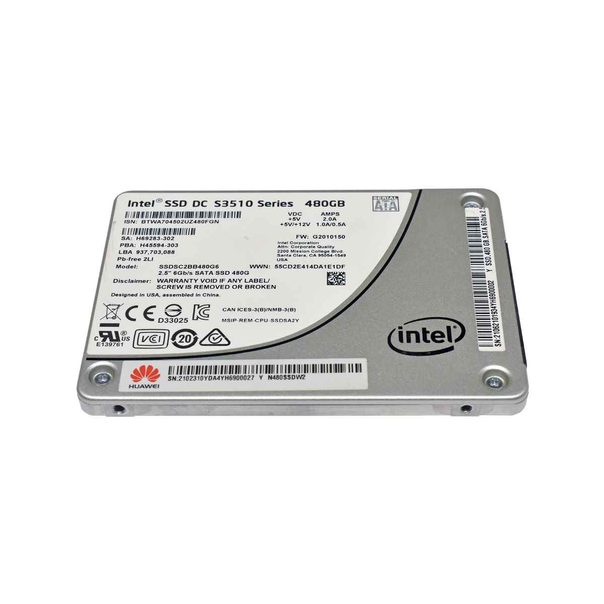 Huawei Intel 480GB SSDDC S3510 Series SSDSC2BB480G6 N480SSDW2 6GB 2,5" SATA Huawei Intel 480GB SSDDC S3510 Series SSDSC2BB480G6 N480SSDW2 6GB 2,5" SATA