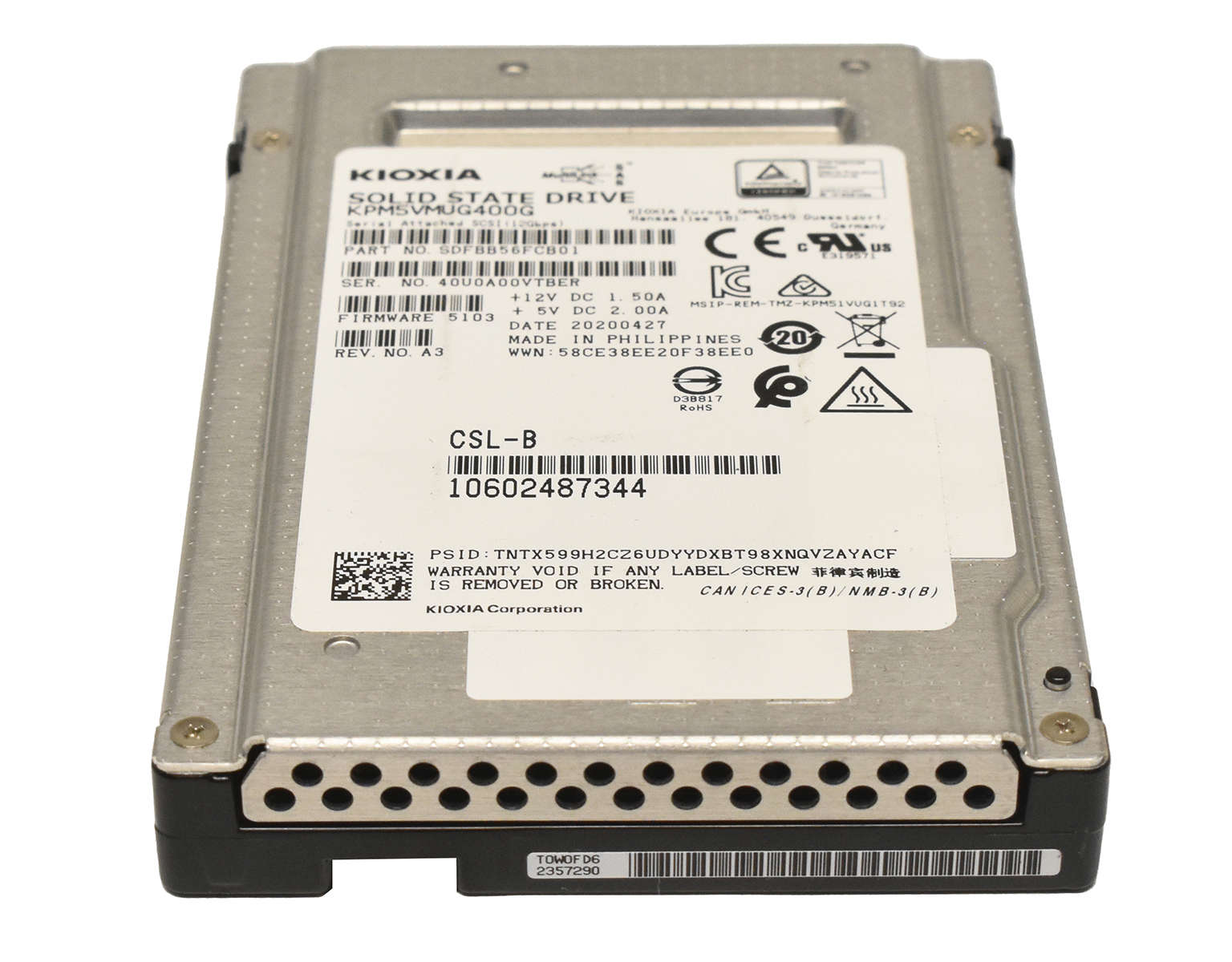Kioxia-KPM5VMUG400G-400GB-2-5-Zoll-12G-SAS-SSD-SDF-002.jpg Kioxia KPM5VMUG400G 400GB 2.5" Zoll 12G SAS SSD SDFBB56FCB01