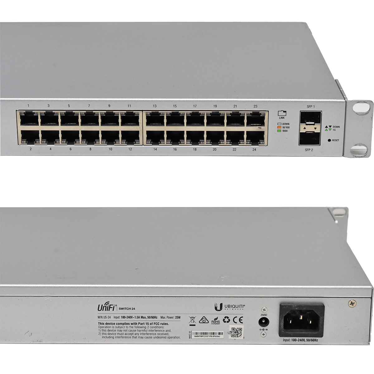 Ubiquiti UniFi Switch 24 US-24 25W 24-Port Gigabit Ethernet Switch 2x 1G SFP +Rack Ears
