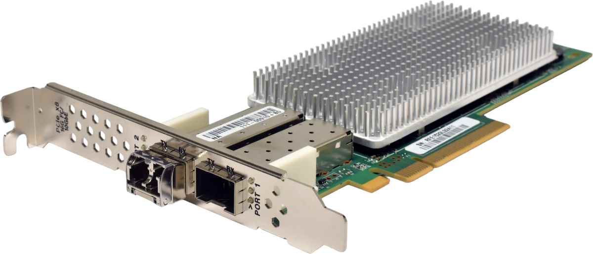 NetApp QLogic QLE2672 111-00910+B0 Dual-Port 16G SFP+ FC Server Adapter PCIe 3.0 x8 FP +Mini GBIC
