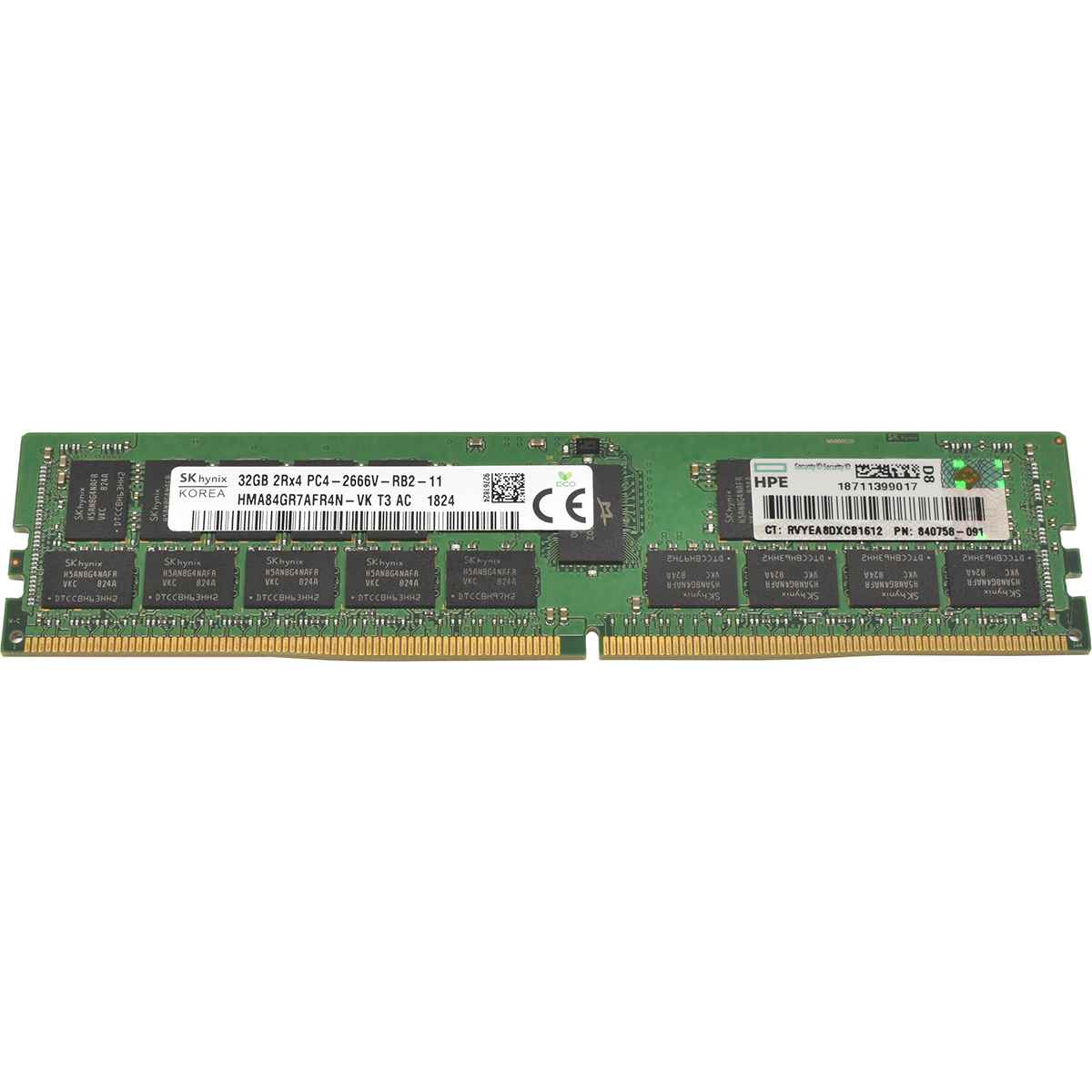 128GB HP SKhynix 4x32GB 2Rx4 PC4-2666V DDR4 RAM HMA84GR7AFR4N-VK 840758-091 G10