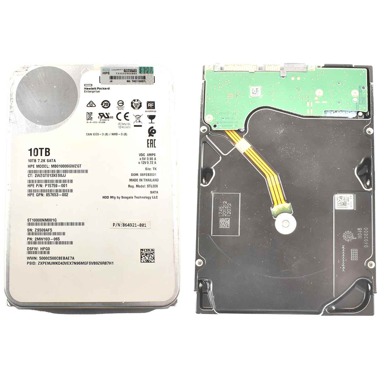 Seagate Exos Enterprise X16 10TB 6G 7,2K SATA HDD Festplatte ST10000NM001G HP P15759-001