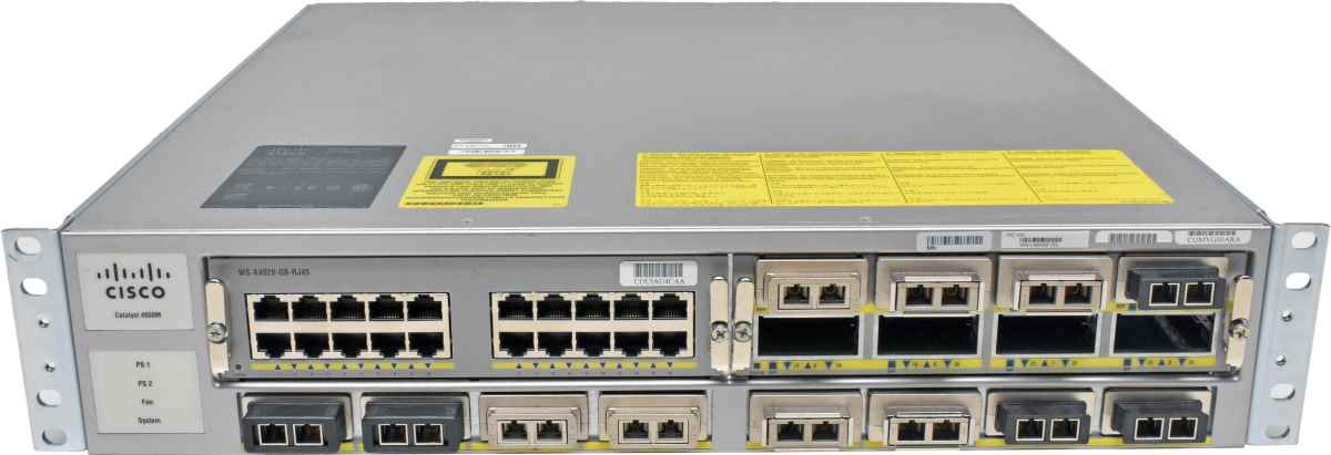 Cisco Catalyst WS-C4900M 68-2911-08 +Modules WS-X4920-GB-RJ-45, WS-X4908-10GE, WS-X4920-10GE 16x10G X2 Transceiver, 2x PSU, Rack Ears
