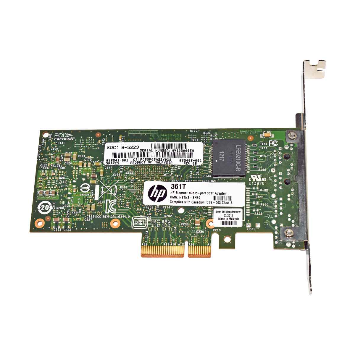 HP 361T Dual-Port Gigabit Network Adapter PN: 452495-001 SP#: 656241-001 FP HP 361T Dual-Port Gigabit Network Adapter PN: 452495-001 SP#: 656241-001 FP