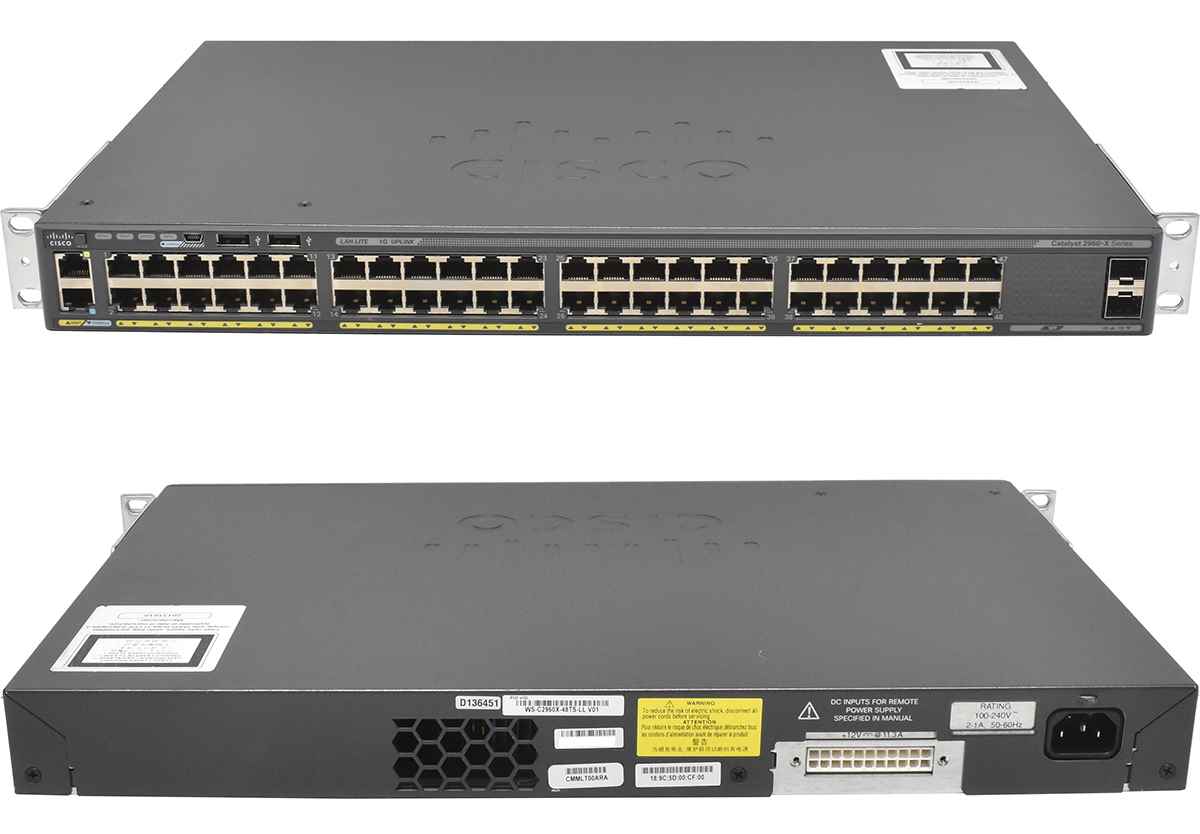 Cisco WS-C2960X-48TS-LL 48-Port RJ-45 GE Switch 2x SFP GE +Rack Ears