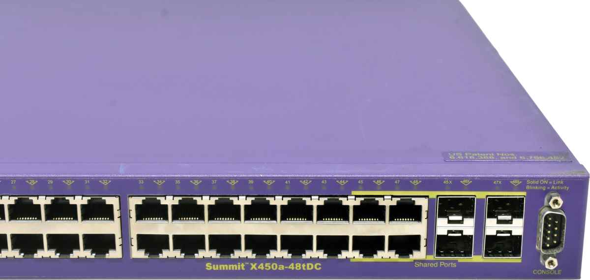 Extreme Summit X450a-48tDC 16165 48-Port RJ-45 GE Switch 4x 1G SFP no PSU Extreme Summit X450a-48tDC 16165 48-Port RJ-45 GE Switch 4x 1G SFP no PSU