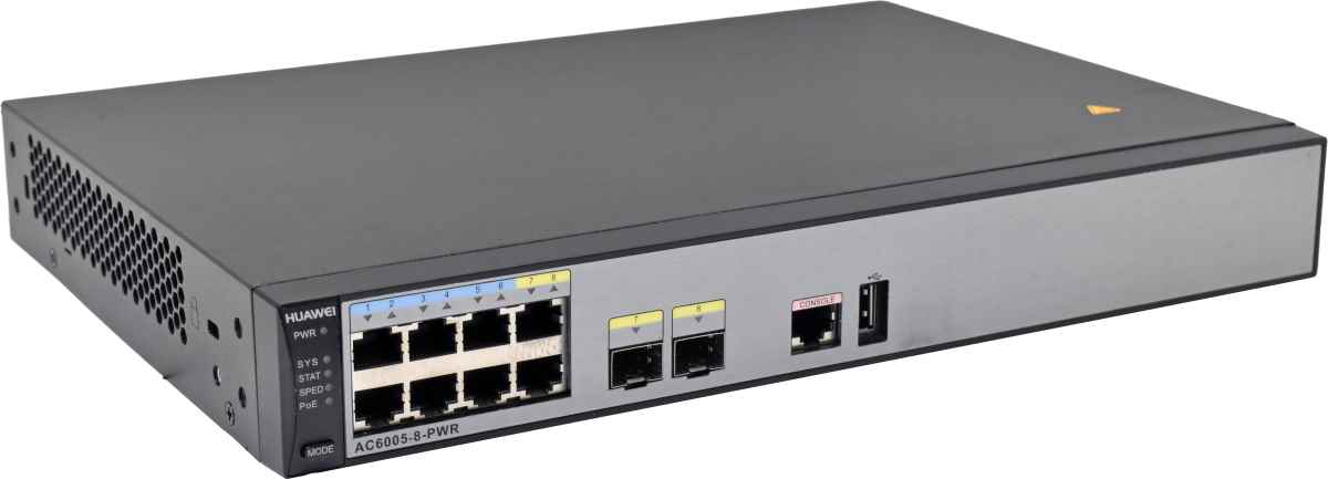 Huawei AC6005-8-PWR 8-Port RJ-45 PoE GE WLAN Access Controller 2x 1G SFP Huawei AC6005-8-PWR 8-Port RJ-45 PoE GE WLAN Access Controller 2x 1G SFP