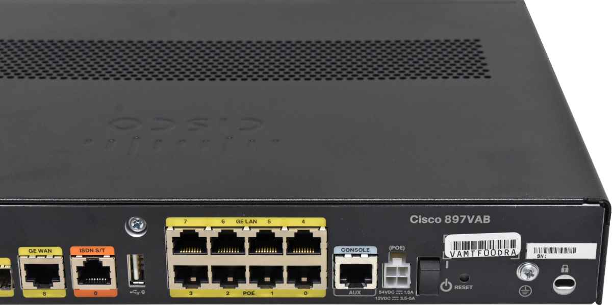 Cisco C897VAB-K9 8-Port RJ-45 GE 4xPoE integrated Services Router +SFP +WAN +ADSL no PSU