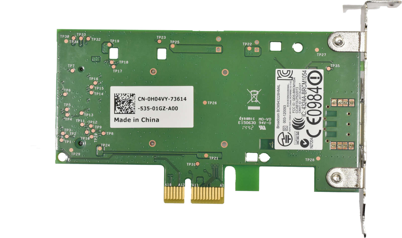 Dell-Broadcom-CN-0H04VY-BCM943228HM4L-PCI-Wireless-003.jpg Dell Broadcom CN-0H04VY BCM943228HM4L PCI Wireless Adapter Card 0H04VY 01MKM4 LP