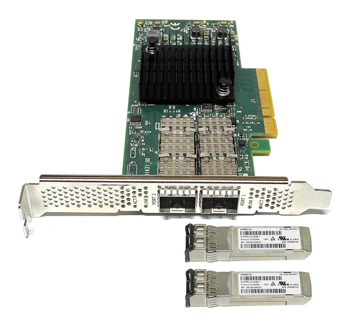 Mellanox HP ConnectX4-LX 2-Port 640SFP28 PCIe x8 3.0 25GbE Adapter 840140-001 FP + 2x GBIC Mellanox HP ConnectX4-LX 2-Port 640SFP28 PCIe x8 3.0 25GbE Adapter 840140-001 FP + 2x GBIC