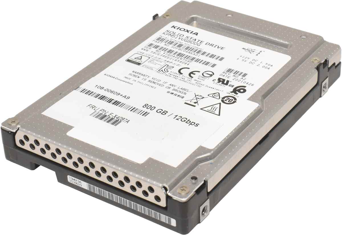 IBM Kioxia KPM51VUG800G 800GB 2.5" 12G SAS SSD 108-00609+A9 E-X4087A SDFBC06NKA01