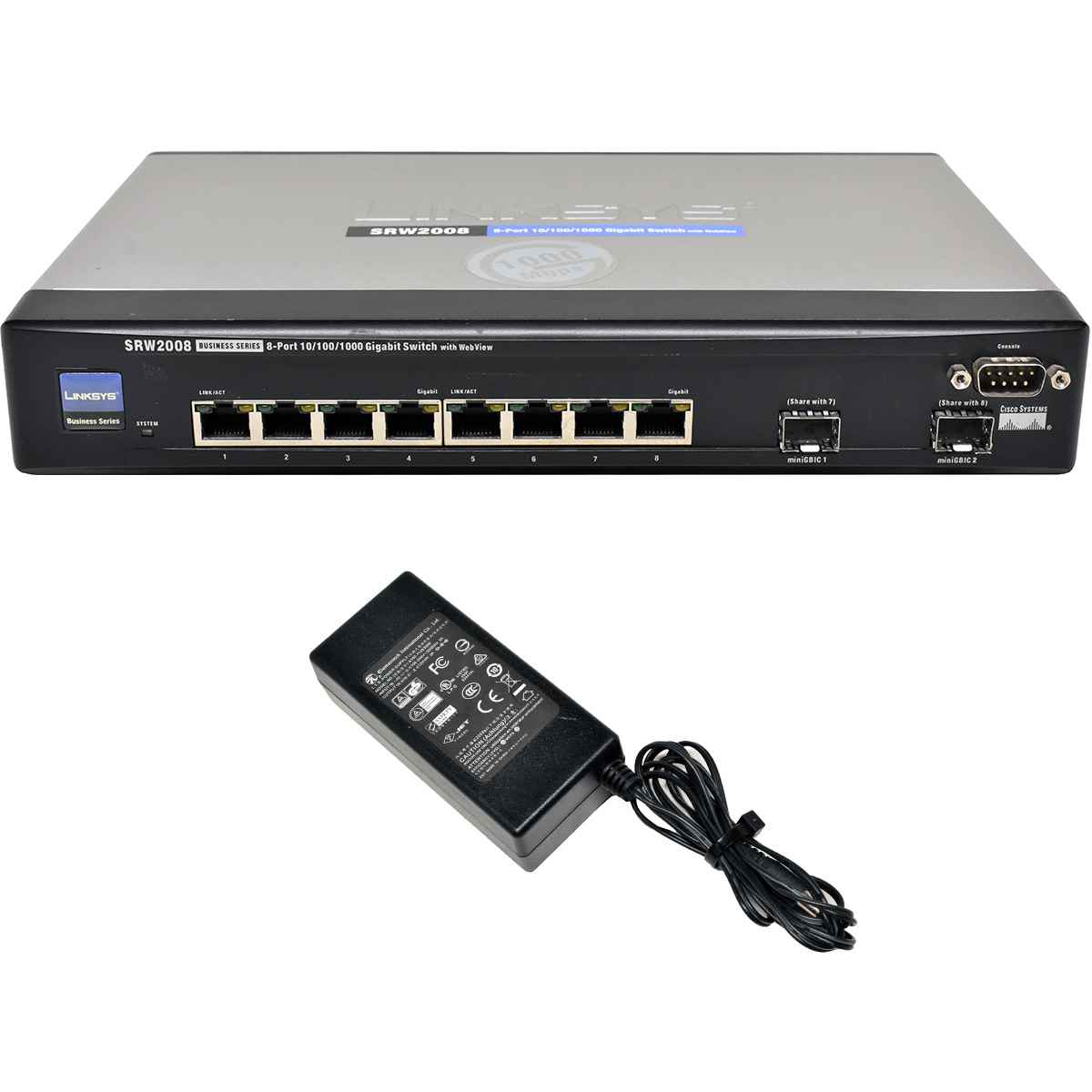 Linksys SRW2008 8-Port RJ-45 GE Switch 2x 1G SFP Combo +PSU Linksys SRW2008 8-Port RJ-45 GE Switch 2x 1G SFP Combo +PSU