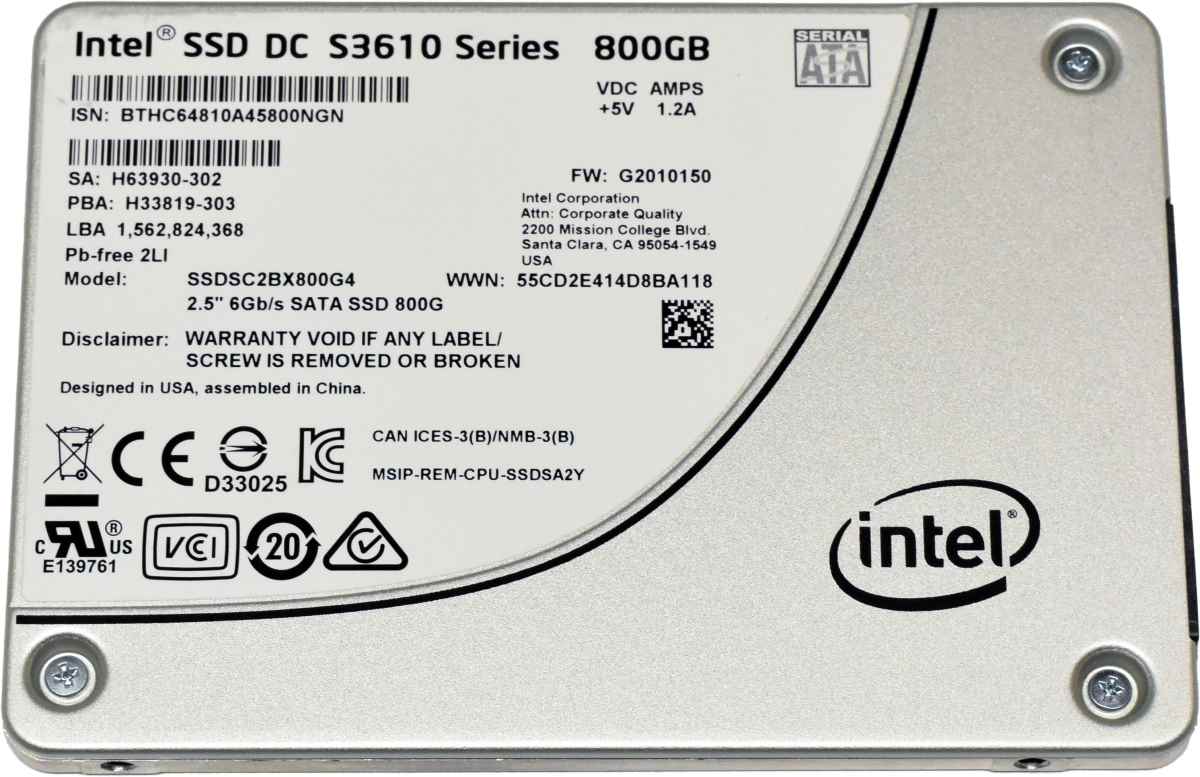 Intel SSD DC S3610 Series 800GB 2.5" 6G SATA SSD SSDSC2BX800G4 Server Storage