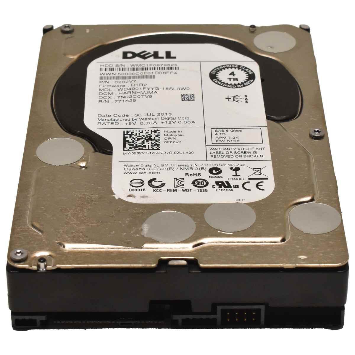 DELL WD 4TB 3.5" 7.2K 6G 32MB SAS HDD Festplatte WD4001FYYG-18SL3W0 0202V7 DELL WD 4TB 3.5" 7.2K 6G 32MB SAS HDD Festplatte WD4001FYYG-18SL3W0 0202V7