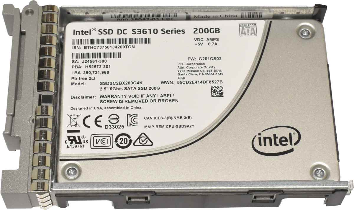 Cisco Intel DC S3610 Series 200GB 2.5" 6G SATA SSD SSDSC2BX200G4K UCS-SD200G12S3-EP