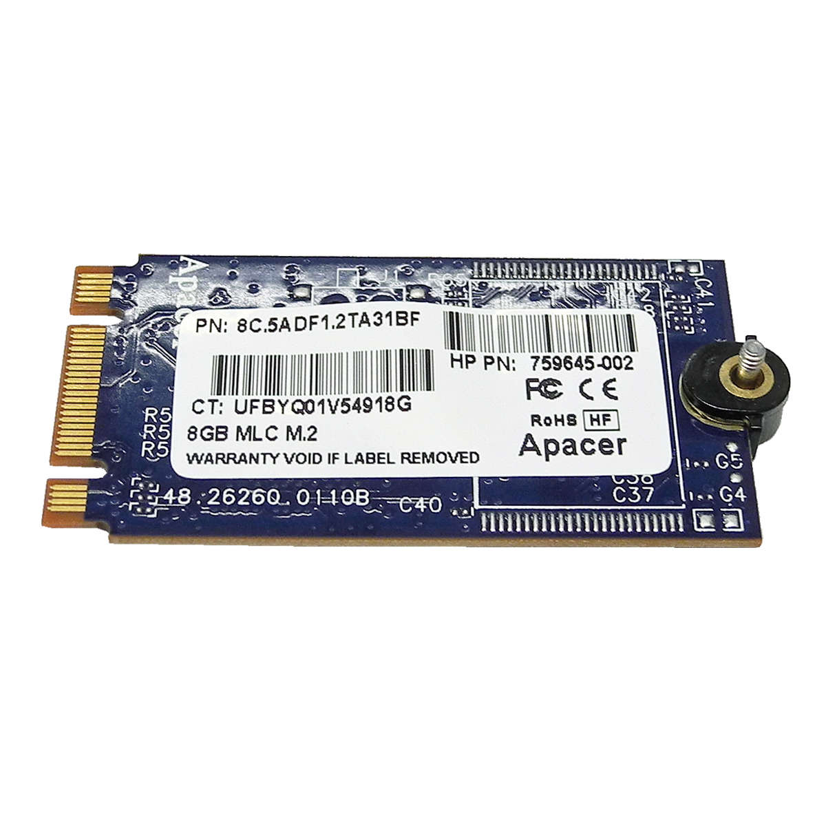 Apacer-HP-8GB-MLC-M-2-SATA-6Gb-s-Solid-State-Drive-001.jpg Apacer HP 8GB MLC M.2 SATA 6Gb/s Solid State Drive Card 922346-001