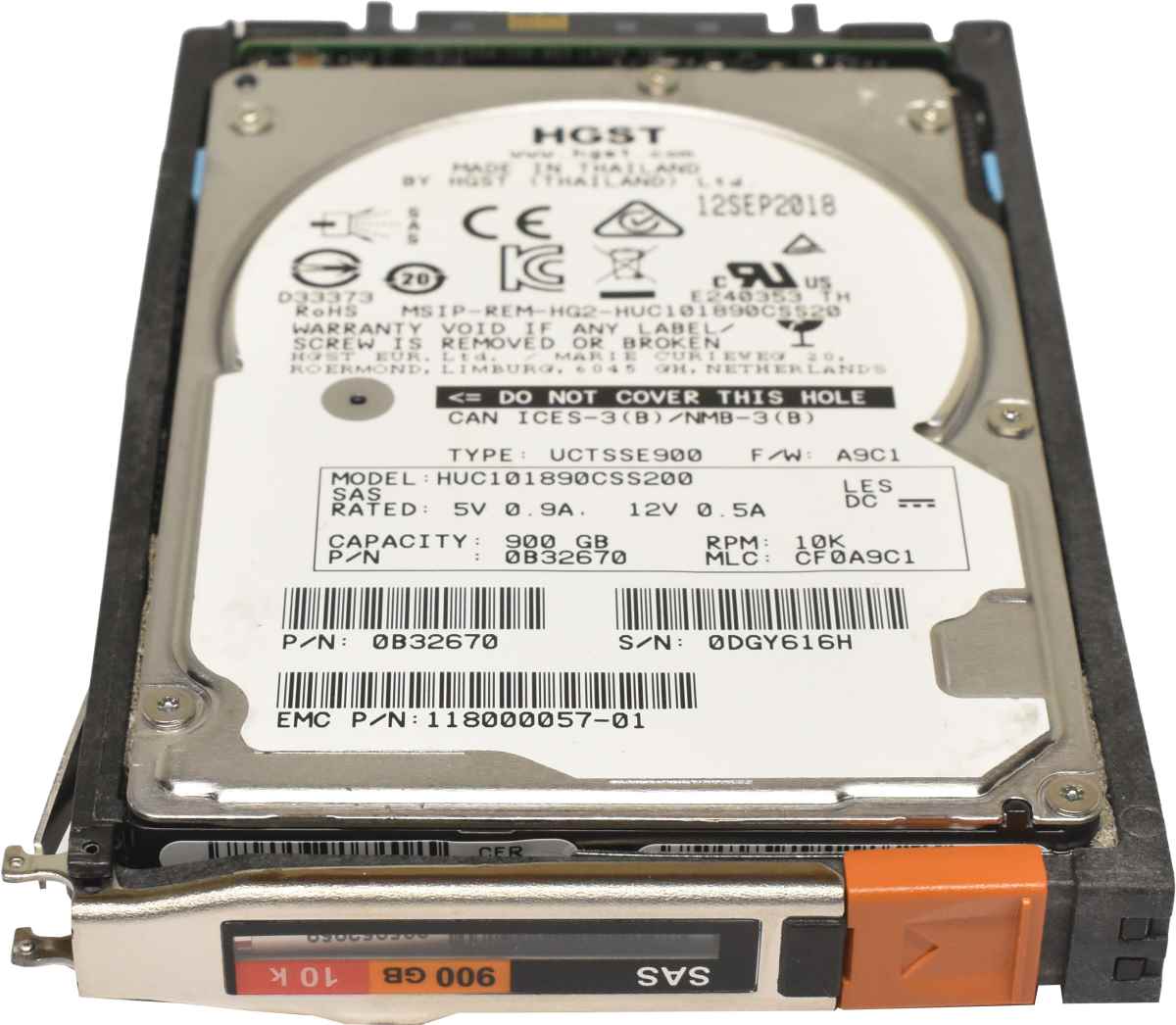 EMC HGST 900GB 2.5" 10K 6G SAS HDD Festplatte HUC101890CSS200 0B32670 118000057-01 mit EMC Rahmen EMC HGST 900GB 2.5" 10K 6G SAS HDD Festplatte HUC101890CSS200 0B32670 118000057-01 mit EMC Rahmen