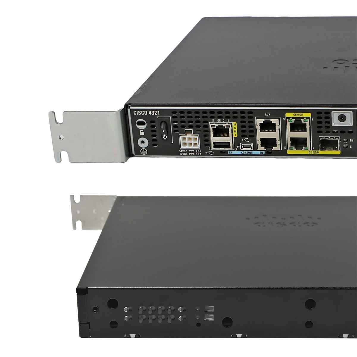 Cisco 4300 Series ISR4321/K9 GE Integrated Services Router no AC Adapter no Front Bezel + Rack Ears Cisco 4300 Series ISR4321/K9 GE Integrated Services Router no AC Adapter no Front Bezel + Rack Ears
