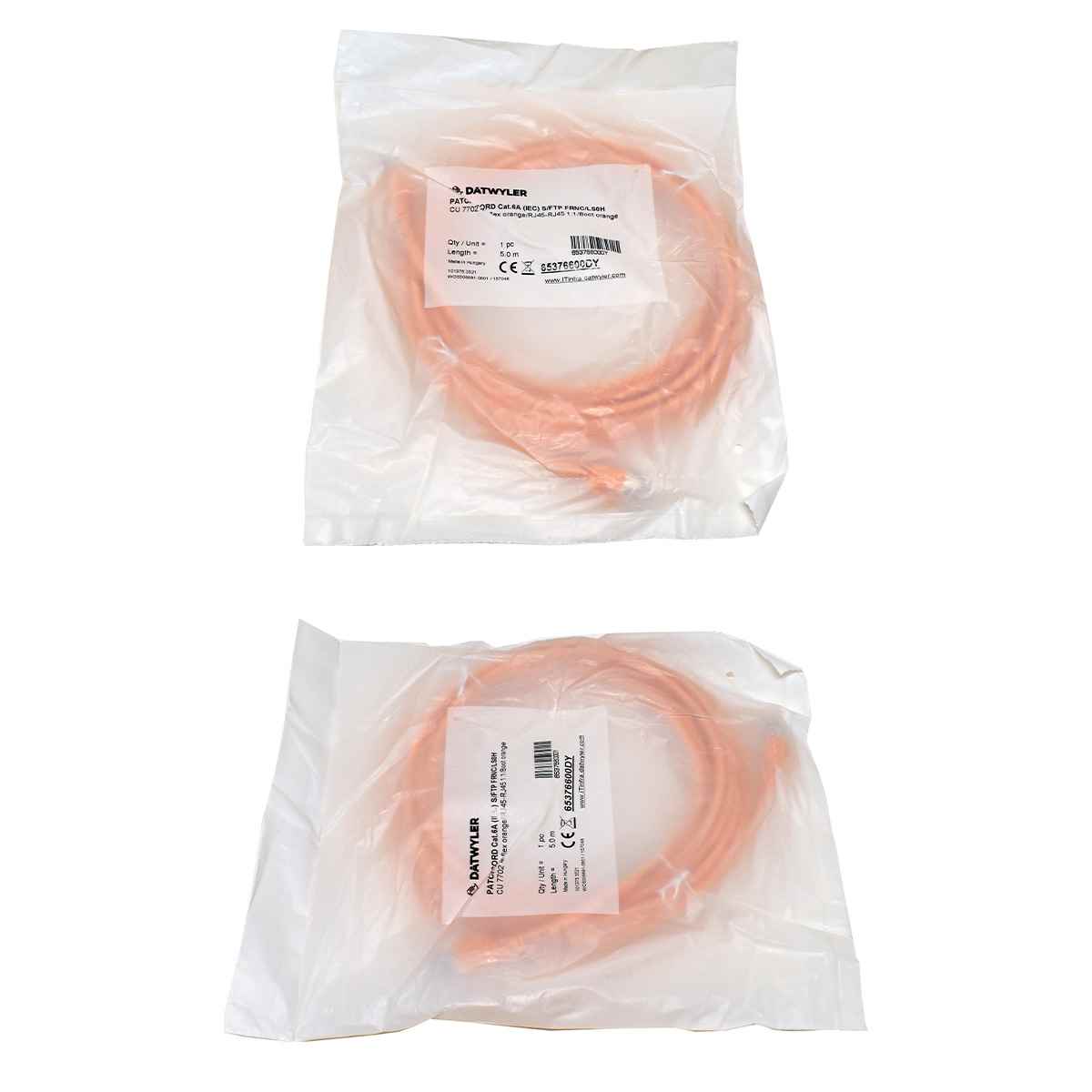 Dätwyler 5m 65376600DY Copper Patch Cord RJ-45 Cat.6A IEC orange NEW NEU