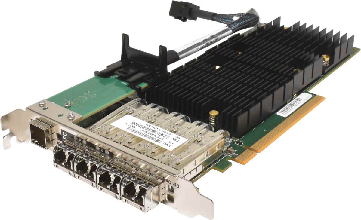 EMC Emulex LightPulse LPE16304-M-E 4-Port SFP+ 10/16GB FC Adapter LP + 4x GBICs