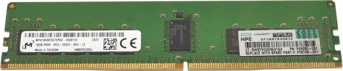 HP Micron16GB 2Rx8 PC4-2933Y-R DDR4 RAM MTA18ASF2G72PDZ-2G9E1 P03050-091 HP Micron16GB 2Rx8 PC4-2933Y-R DDR4 RAM MTA18ASF2G72PDZ-2G9E1 P03050-091