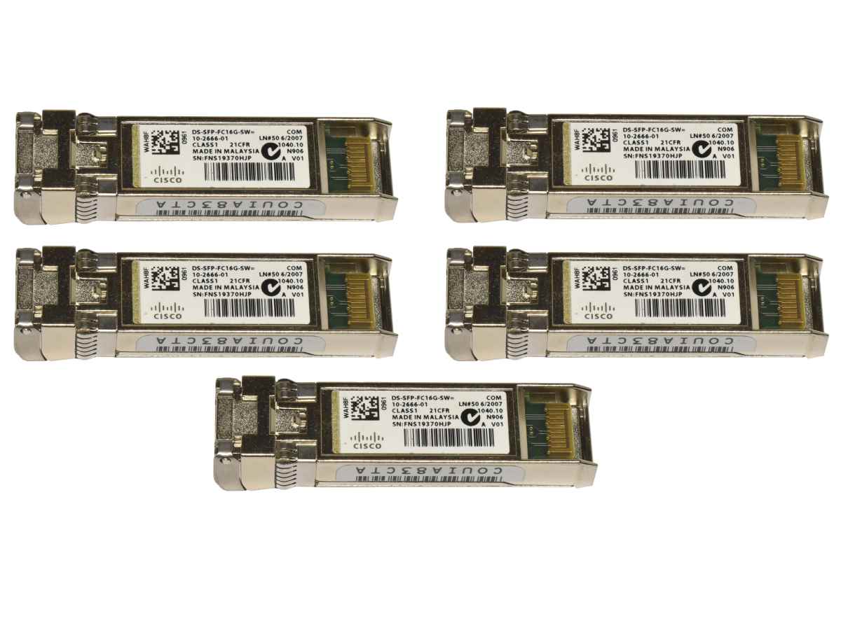 5 x Cisco Original DS-SFP-FC16G-SW SFP+ 1000Base-SX 16Gb Transceiver 10-2666-01