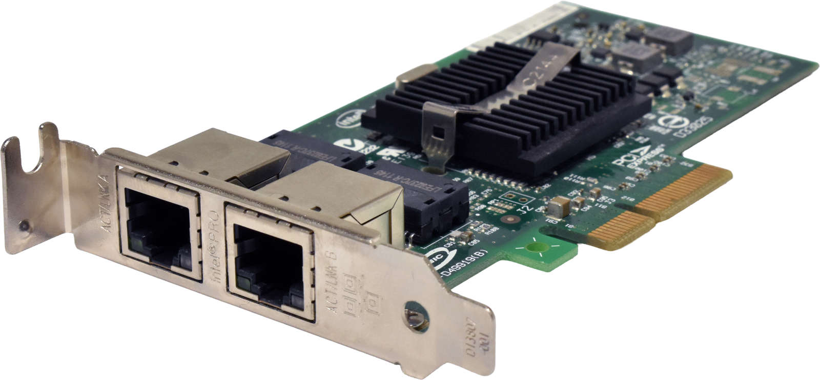 Intel-Pro-1000-PT-Dual-Port-EXPI9402PTBLK-868971-R-001.jpg Intel Pro/1000 PT Dual Port EXPI9402PTBLK 868971 RJ-45 GE Server Adapter PCIe x4 LP